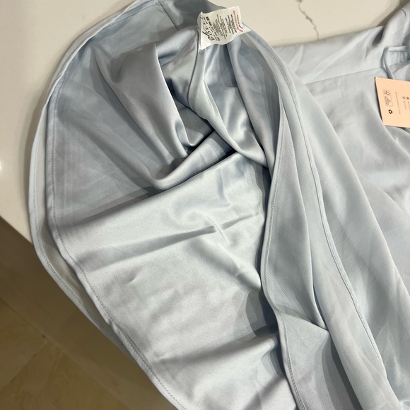 Brand New Oh Polly Halter Neck Cowl Back Georgette Mini Dress in Sky Grey - Picture 6 of 7